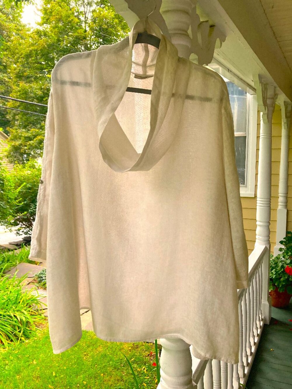 Riga/Choice 100% Ramie Swing Tunic with Embellishments